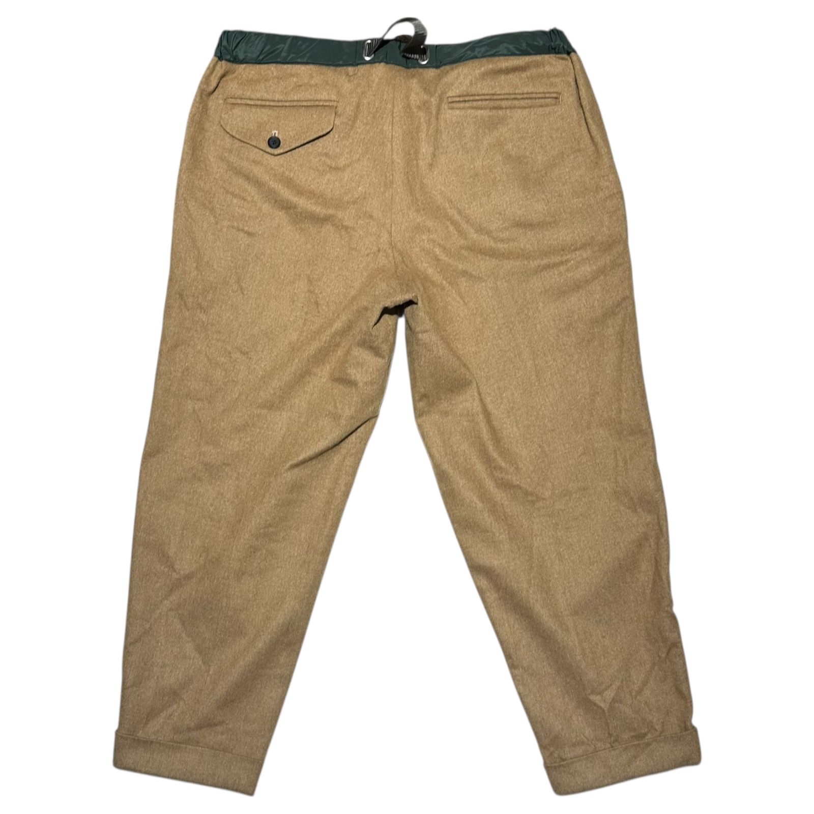kolor BEACON ビーコン 22 AW Waist Cut Flannel Tapered Pants ウエスト切替 フランネル テーパード パンツ WBM P 04134 3 L程度 キャメル グリーン