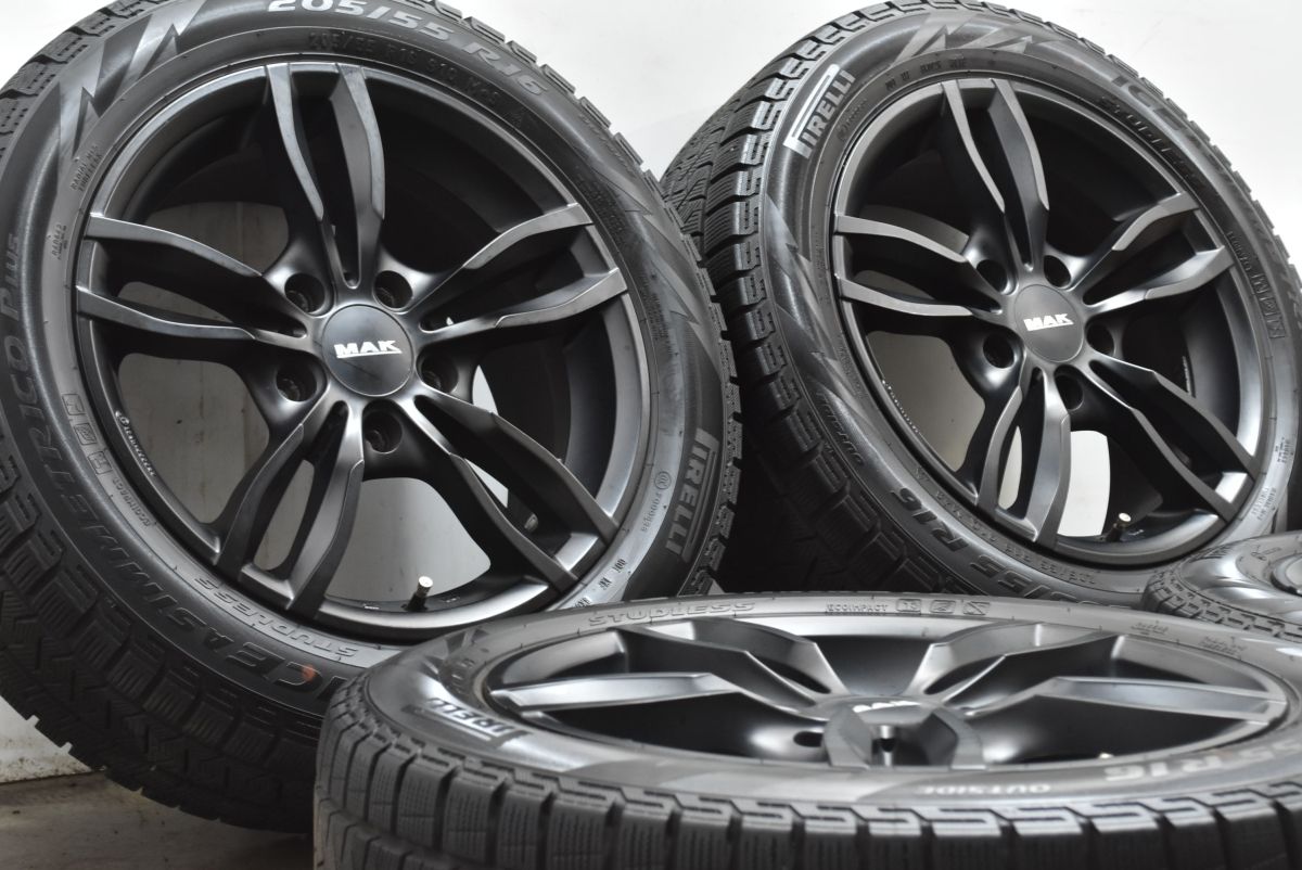 程度良好品 MAK 16 in 7 J 44 PCD 120 ピレリ アイスアシンメトリコ プラス 205 55 R BMW F 20 1シリーズ E 90 91 92 3シリーズ