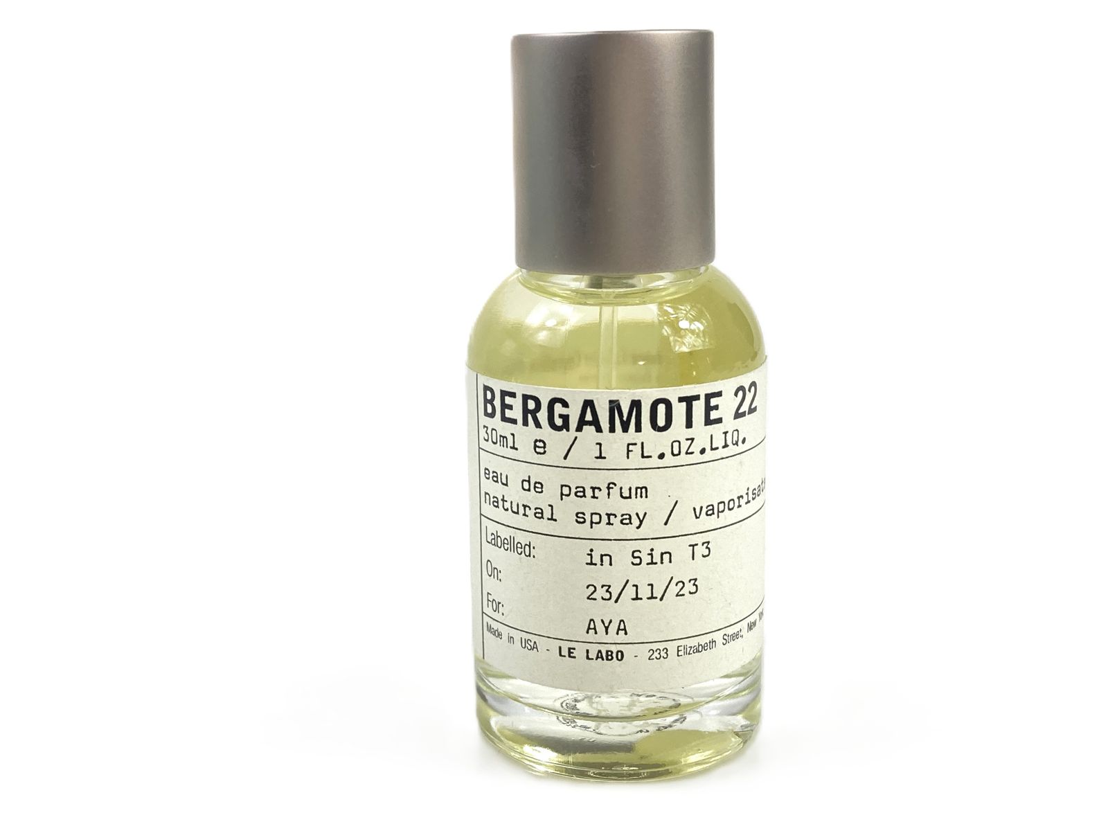 満量 ル ラボ LE LABO 22 ベルガモット オードパルファム スプレー 30 ml 匿名配送