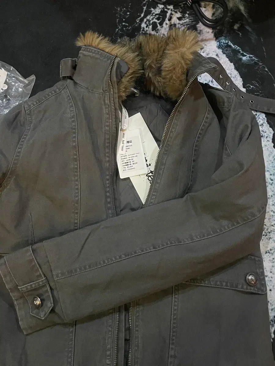 wearandtear ハイネック ウォッシュド ジャケット (ファー 取り外し) S