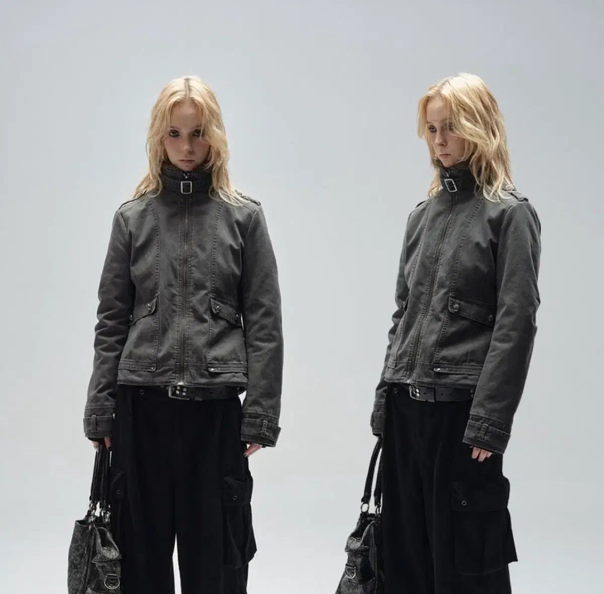 wearandtear ハイネック ウォッシュド ジャケット (ファー 取り外し) S