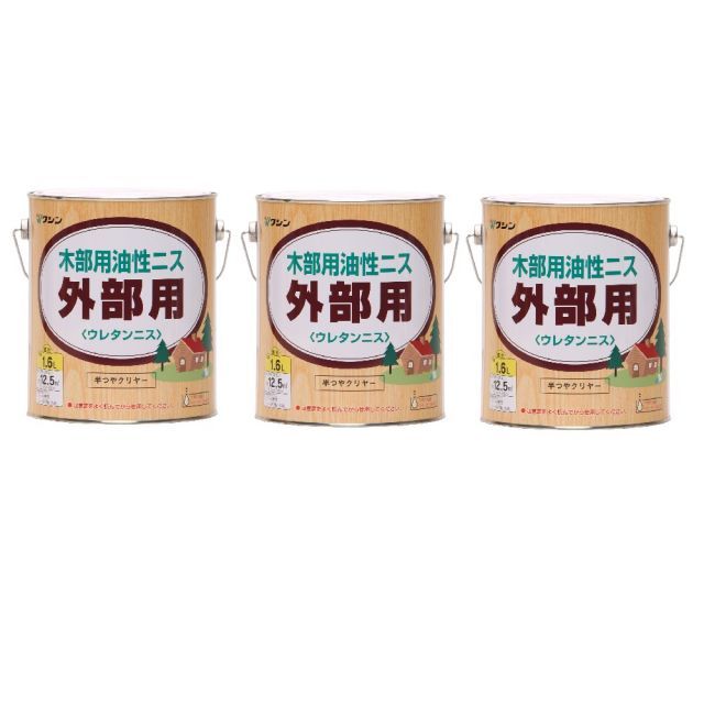 和信ペイント 外部用ウレタンニス 半つや 1.6 L ３缶セット