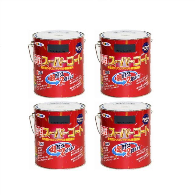 アサヒペン 油性スーパーコート １．６Ｌ アトランティックブルー 4缶セット