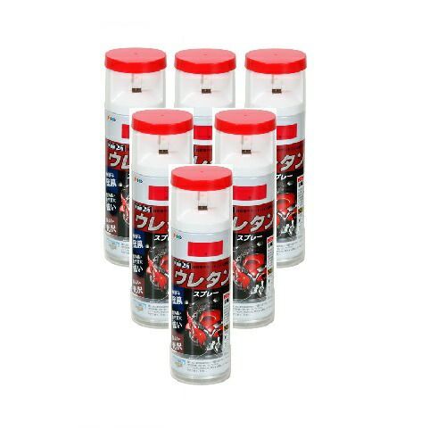 アサヒペン ２液ウレタンスプレー ３００ＭＬ 赤 内箱入り６本セット
