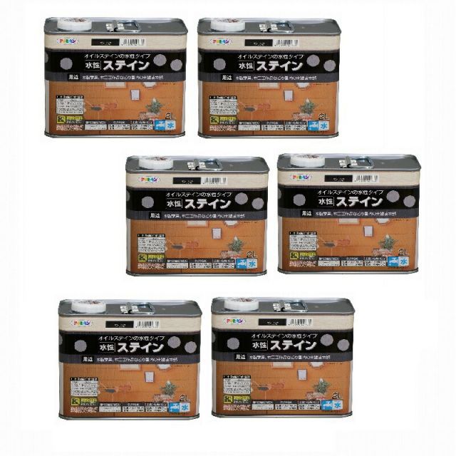 アサヒペン 水性ステイン ２Ｌ ブラック 6缶セット