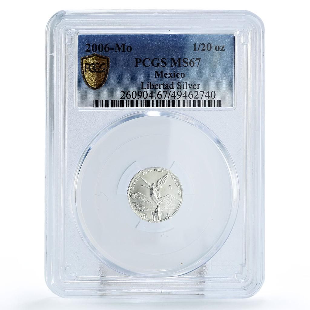 メキシコ 1 20 オンザ リベルタッド 独立の天使 MS 67 PCGS 銀貨 2006年