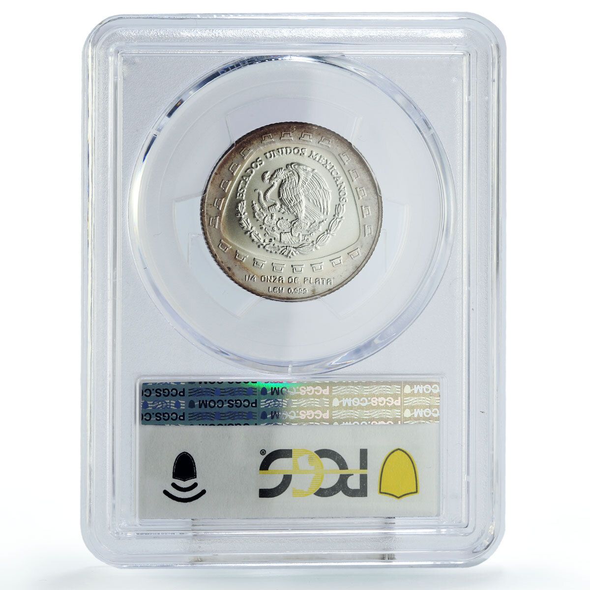 メキシコ 1ペソ プレコロンビアン期 ジャガー彫刻 MS66 PCGS 銀貨 1998