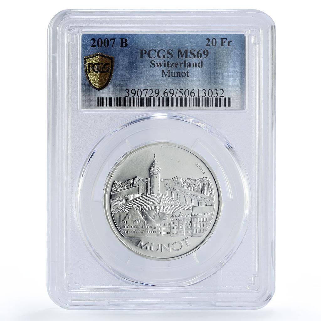 スイス 20フラン ミュノ城建築 MS69 PCGS 銀貨 2007年 - メルカリ