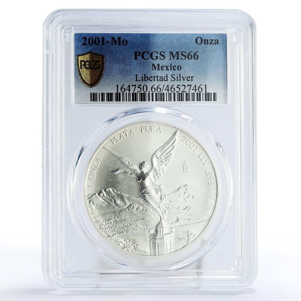 メキシコ 1 オンザ リベルタッド 独立の天使 MS 66 PCGS 銀貨 2001
