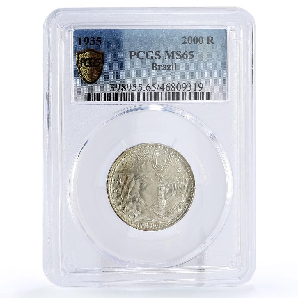 ブラジル 2000 レイ カシアス公爵元帥ルイス アウベス リマ MS 65 PCGS 銀貨 1935