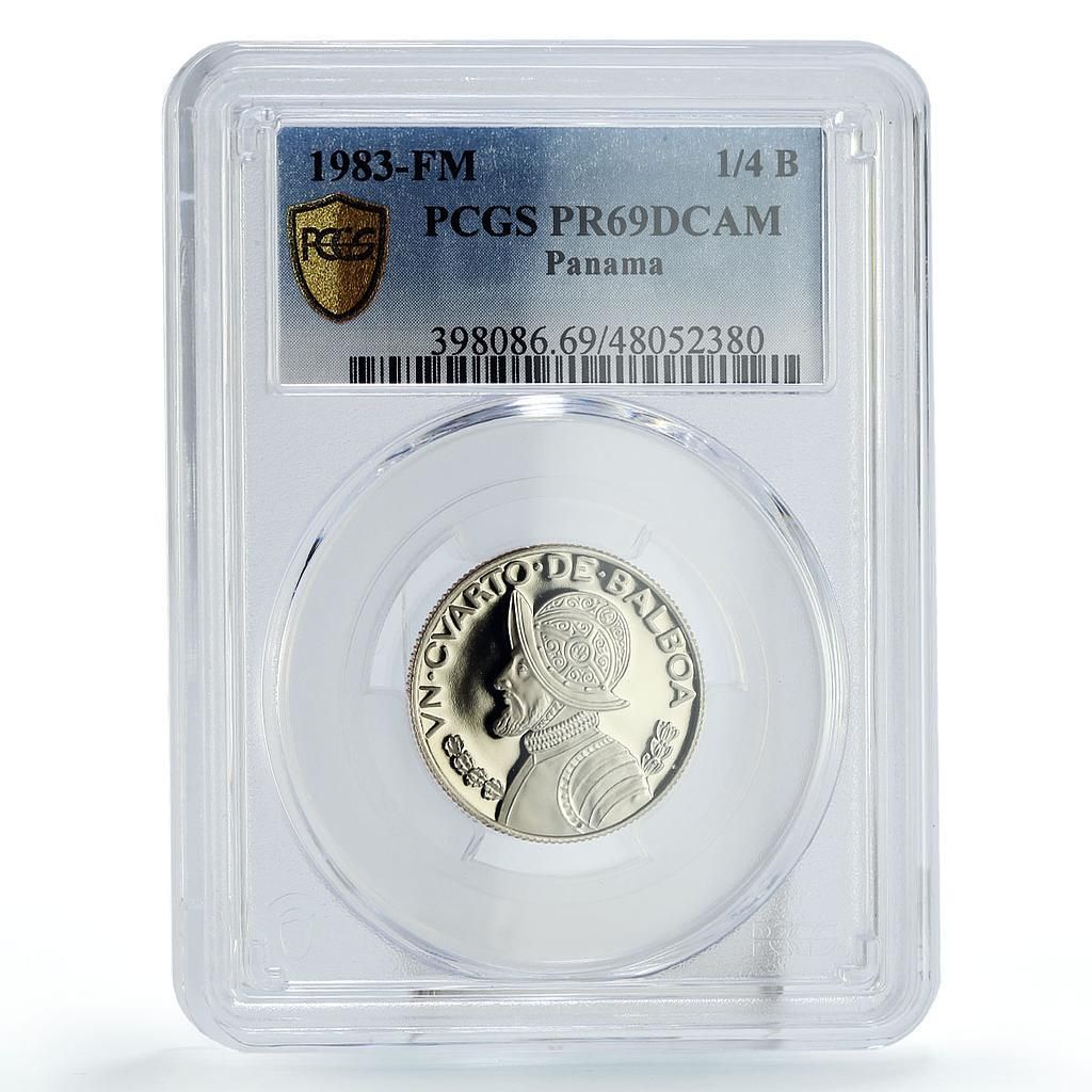 パナマ 1 4 バルボア 通常貨幣 バスコ KM 88 PR 69 PCGS CuNi コイン 1983