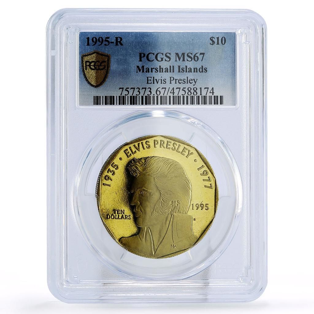 マーシャル諸島 10ドル 歌手 エルヴィス・プレスリー マイク MS67 PCGS