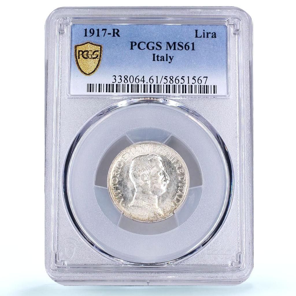 イタリア 1リラ ヴィットーリオ・エマヌエーレ3世 馬 KM-57 MS 61 PCGS