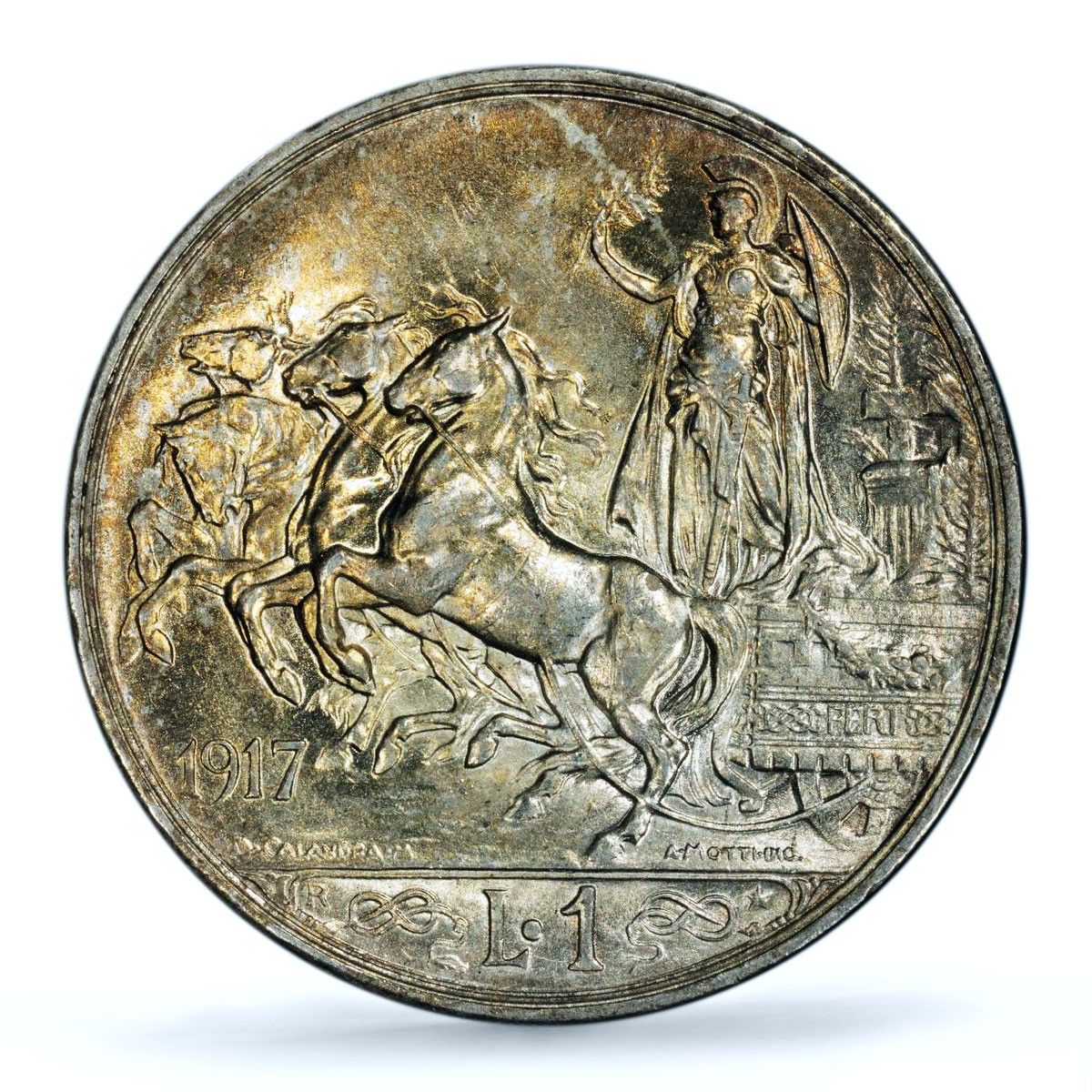 イタリア 1リラ ヴィットーリオ・エマヌエーレ3世 馬 KM-57 MS 61 PCGS