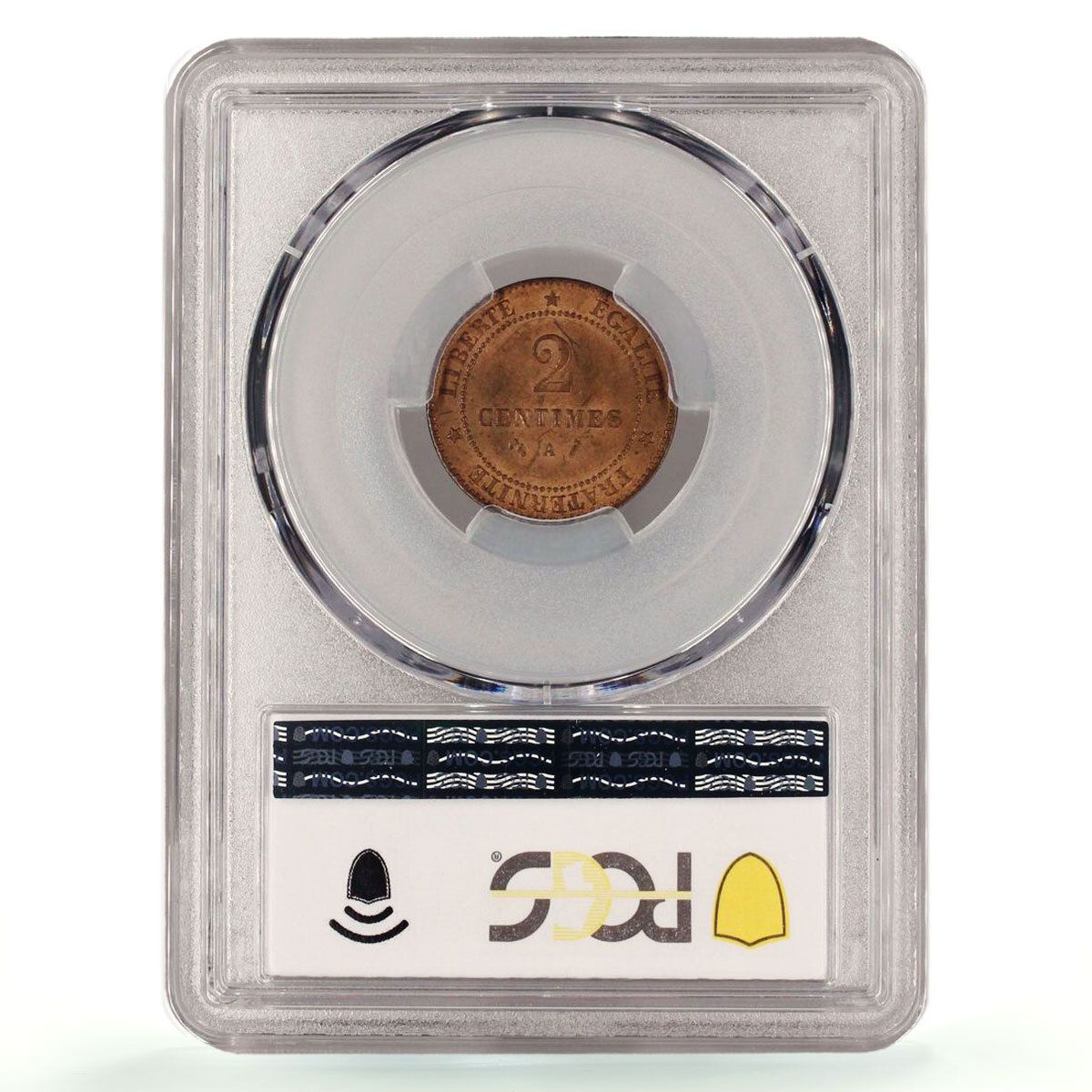 フランス 2サンチーム 共和国貨幣 月桂冠 頭 KM 827 MS 64 PCGS コイン 1885