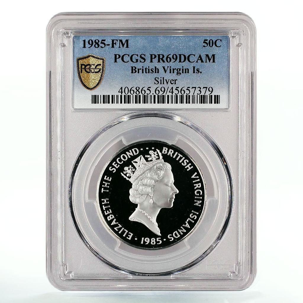 イギリス領ヴァージン諸島 50セント ドルフィンフィッシュ PR 69 PCGS 銀貨 1985年