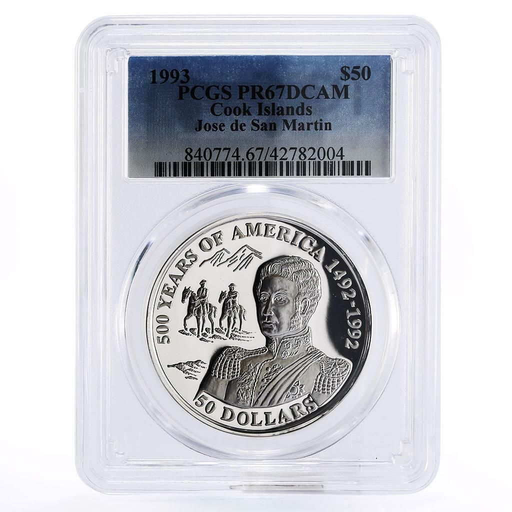 クック諸島 50ドル サー・マーティン・フロビッシャー PR67 PCGS 銀貨