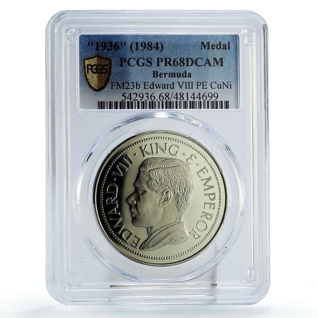 バミューダ エドワード8世 王冠模様 FM23b PR68 PCGS CuNi メダルコイン 1936-1984