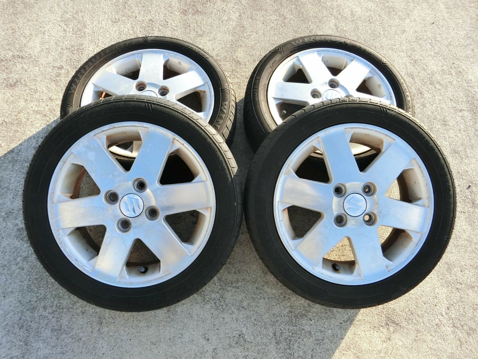 886 スズキ 14インチ アルミホイール 14 4 5 J 50 PCD 100 ハブ径 約54 mm 4穴 4本セット 165 55 R ワゴンR 外し