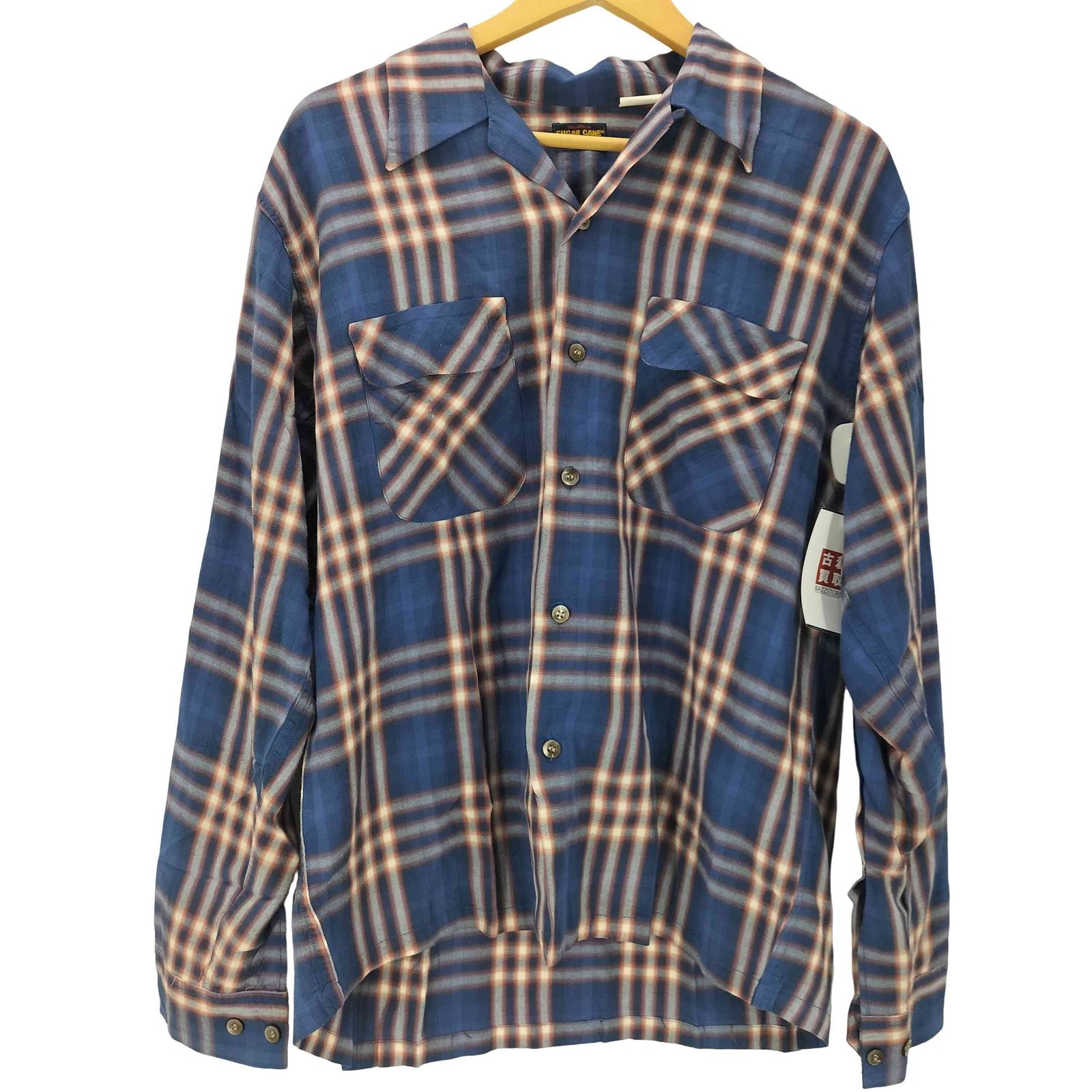 シュガーケーン SUGAR CANE 00 S 黒タグ レーヨン オンブレチェック L オープン 開襟 シャツ 東洋 メンズ JPN