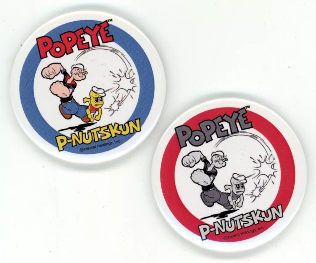中古】バッジ・ビンズ ピーナッツくん＆ポパイ Pinback Button Set