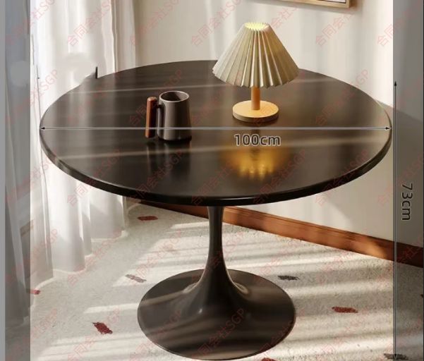 家庭用ラウンドダイニングテーブル ブル テーブル 丸 取り付けが簡単 円形ダイニングテーブル コーヒーテーブル ラウンドテーブル スタンドテーブル ボードを 超耐荷重性 滑り止めシャーシ 黒 100 x 73