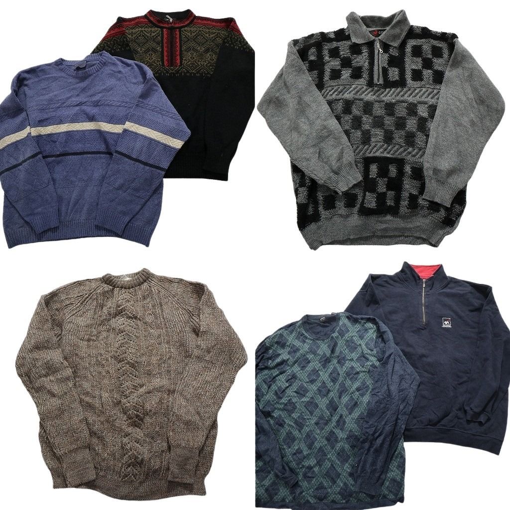古着卸 まとめ売り セーターMIX 6枚セット (メンズ 2XL ) ハーフジップ