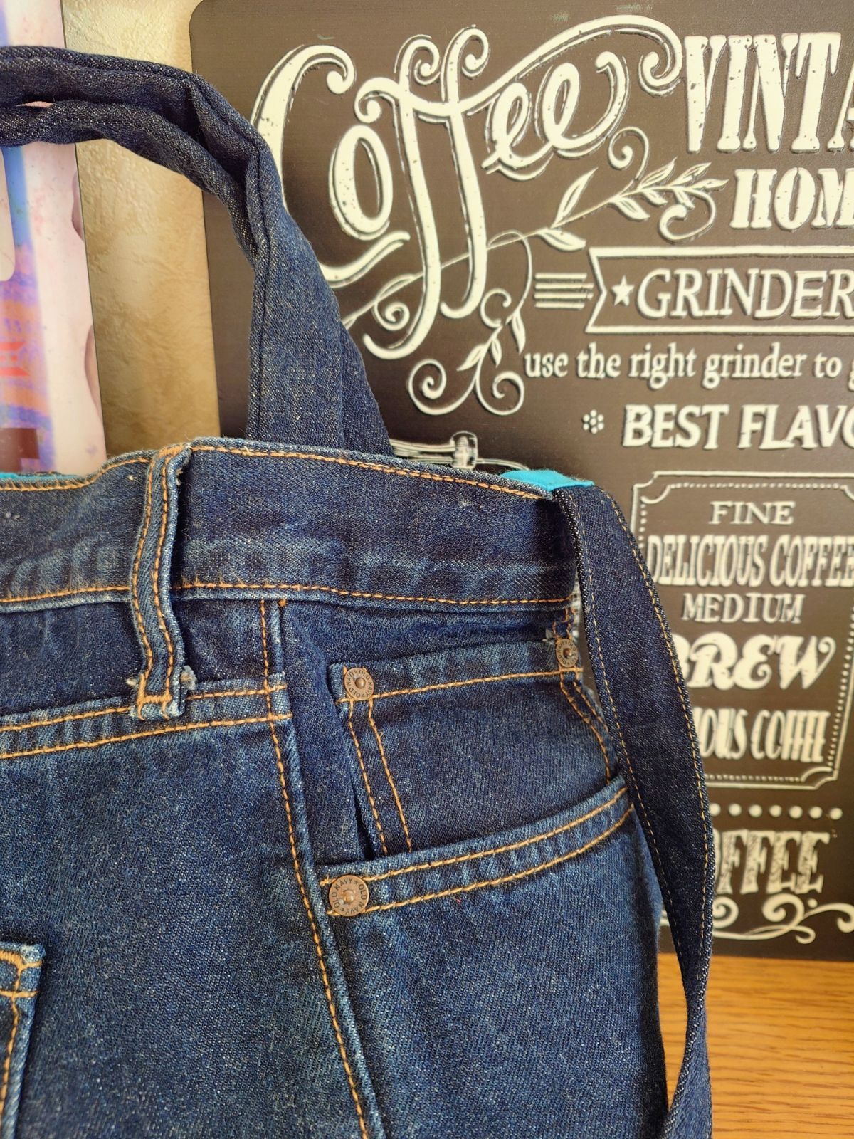 137☆USEDダークデニムリメイク☆ショルダーバッグ☆トートバッグ