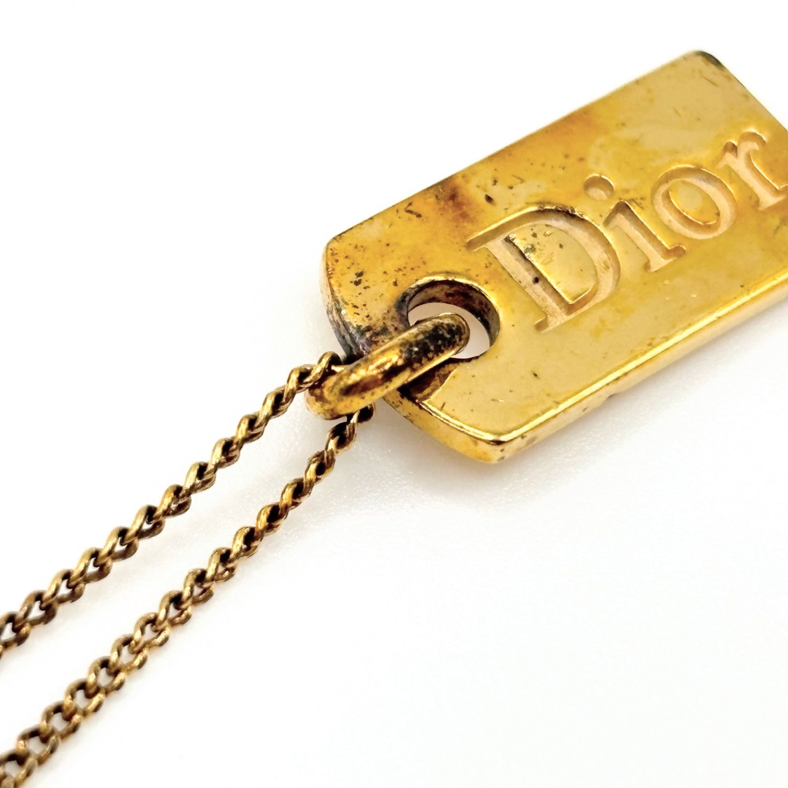 美品 クリスチャンディオール メッキ ゴールド ロゴ ネックレス LJ146
