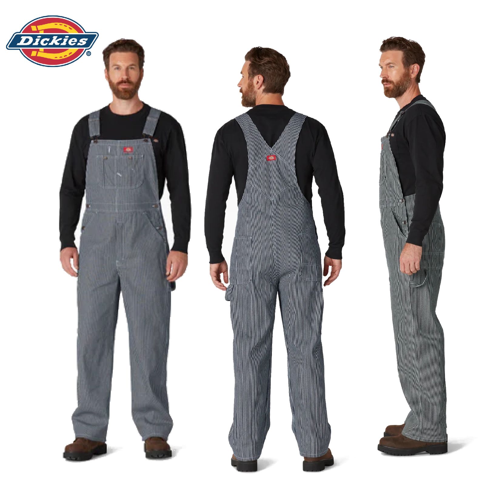 US輸入 ディッキーズ Dickiesヒッコリーオーバーオール 83297 HICKORY STRIPE メンズ ストライプ つなぎ 作業着 デニム パンツ