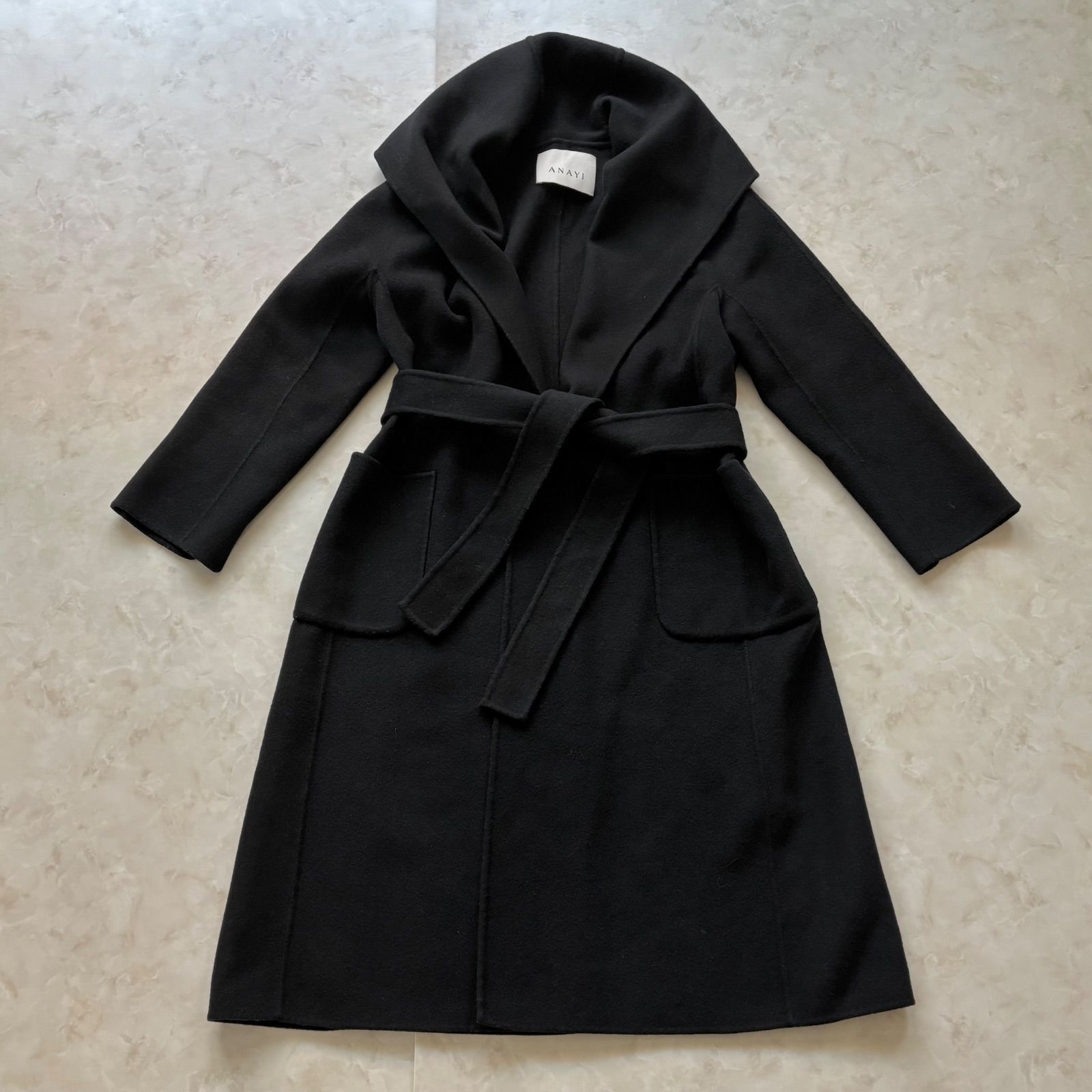 極美品】ANAYI アナイ リバーコート ウールコート 軽量 ブラック 34