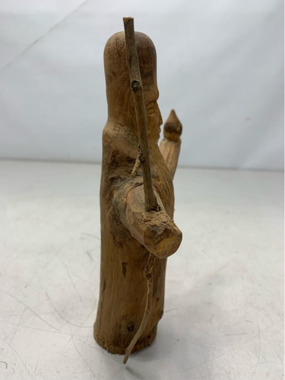 木彫り人物像寿老人 仙人 彫刻 置物 木製 縁起物 七福神系 古民芸