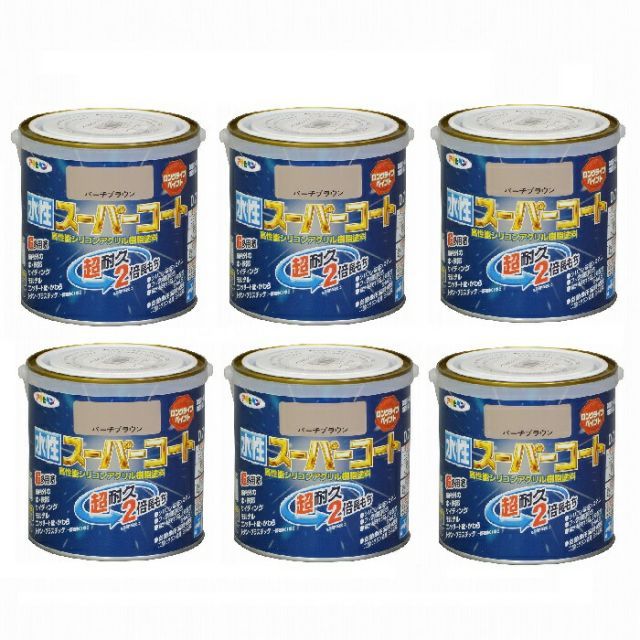 アサヒペン 水性スーパーコート ０．７Ｌ バーチブラウン 6缶セット