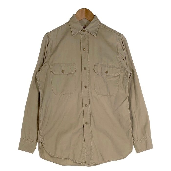 50's HERCULES ヘラクレス マチ付き ワークシャツ カーキ Size M 相当