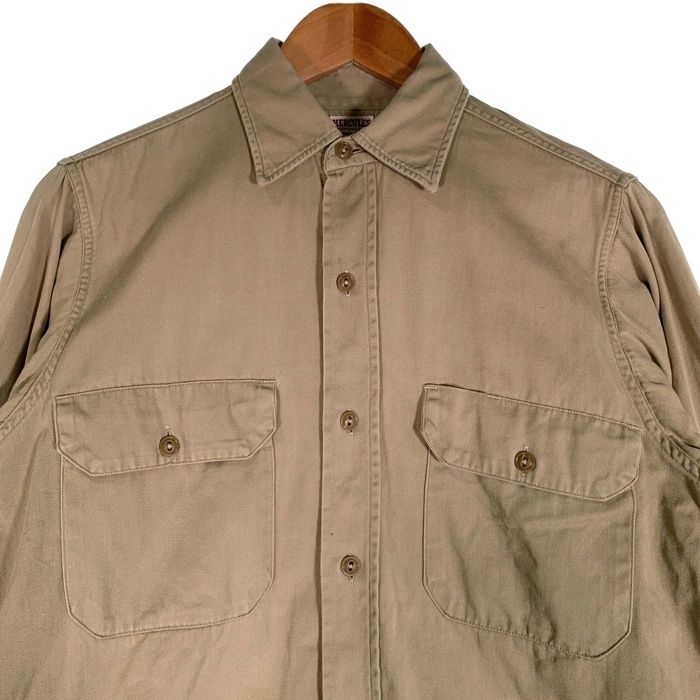 50's HERCULES ヘラクレス マチ付き ワークシャツ カーキ Size M 相当