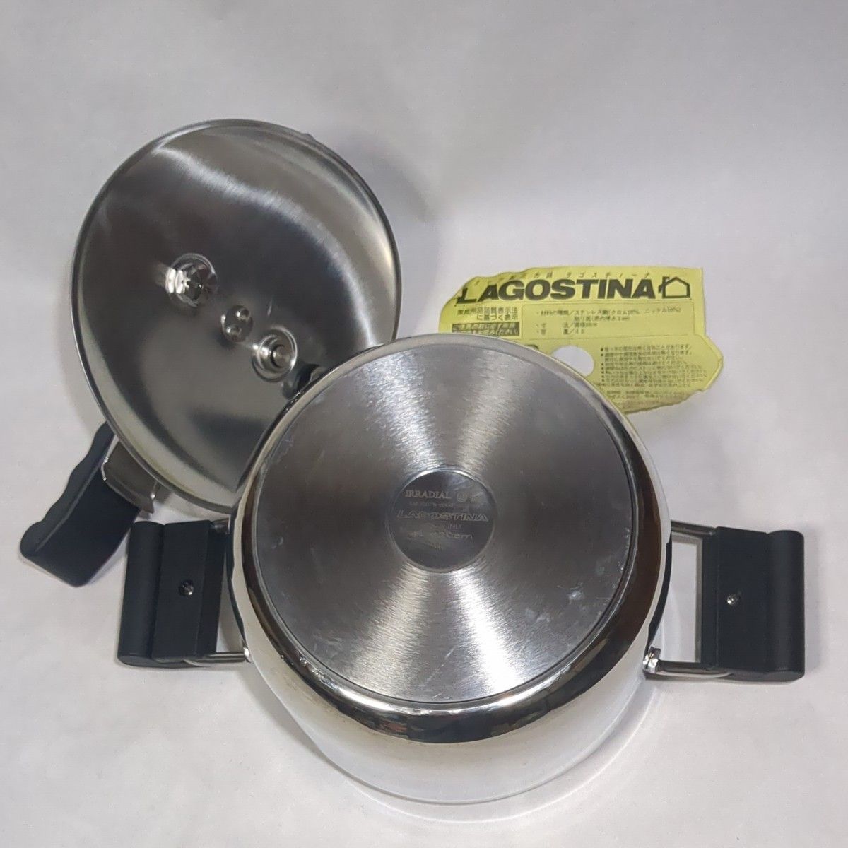 ラゴスティーナ 圧力鍋 プラティカ イタリア製 IH対応OK 4リットル 極