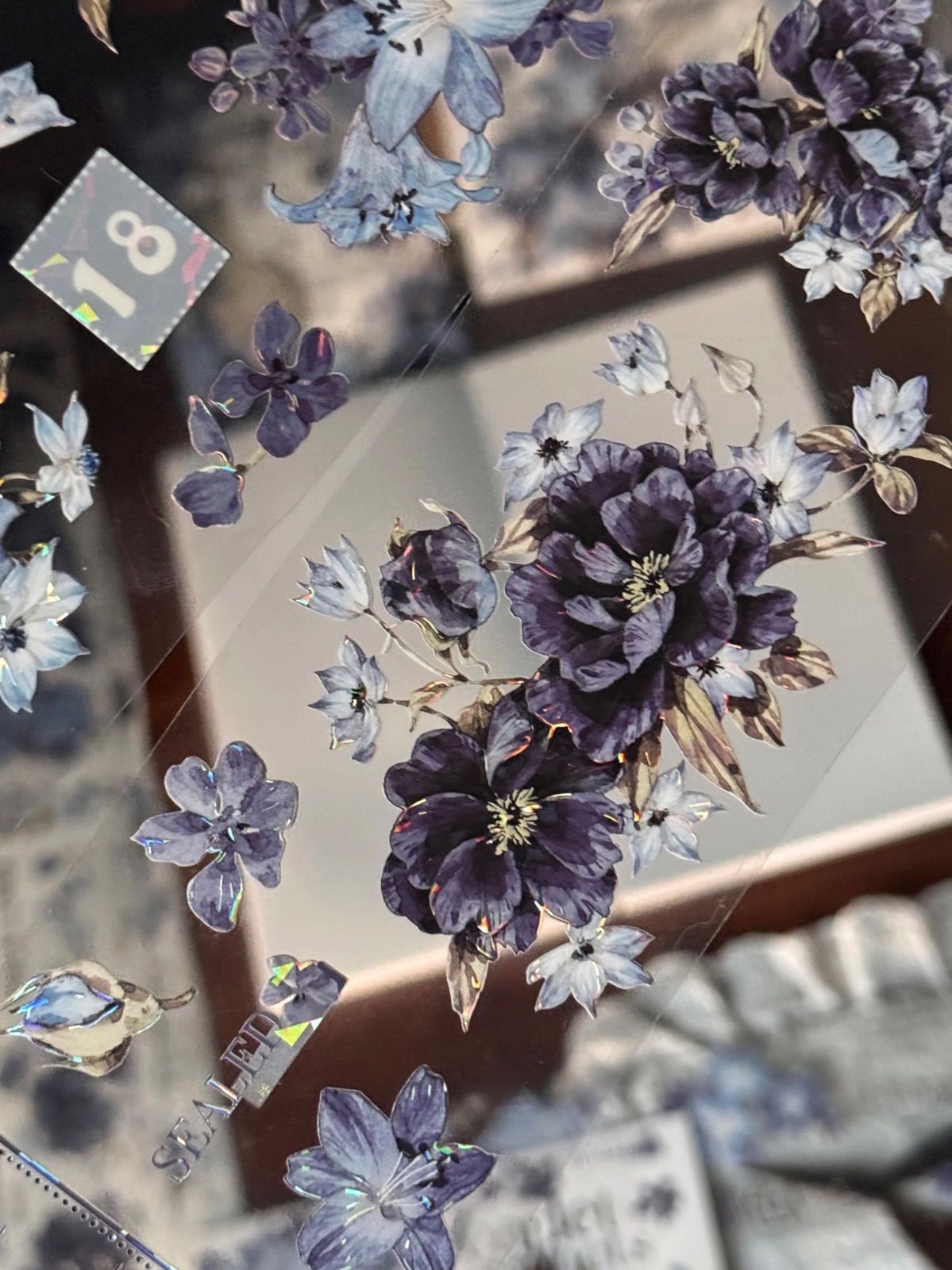 2511139 藍色詩 海外マスキングテープ巻き売り 英字 フラワー花 - メルカリ