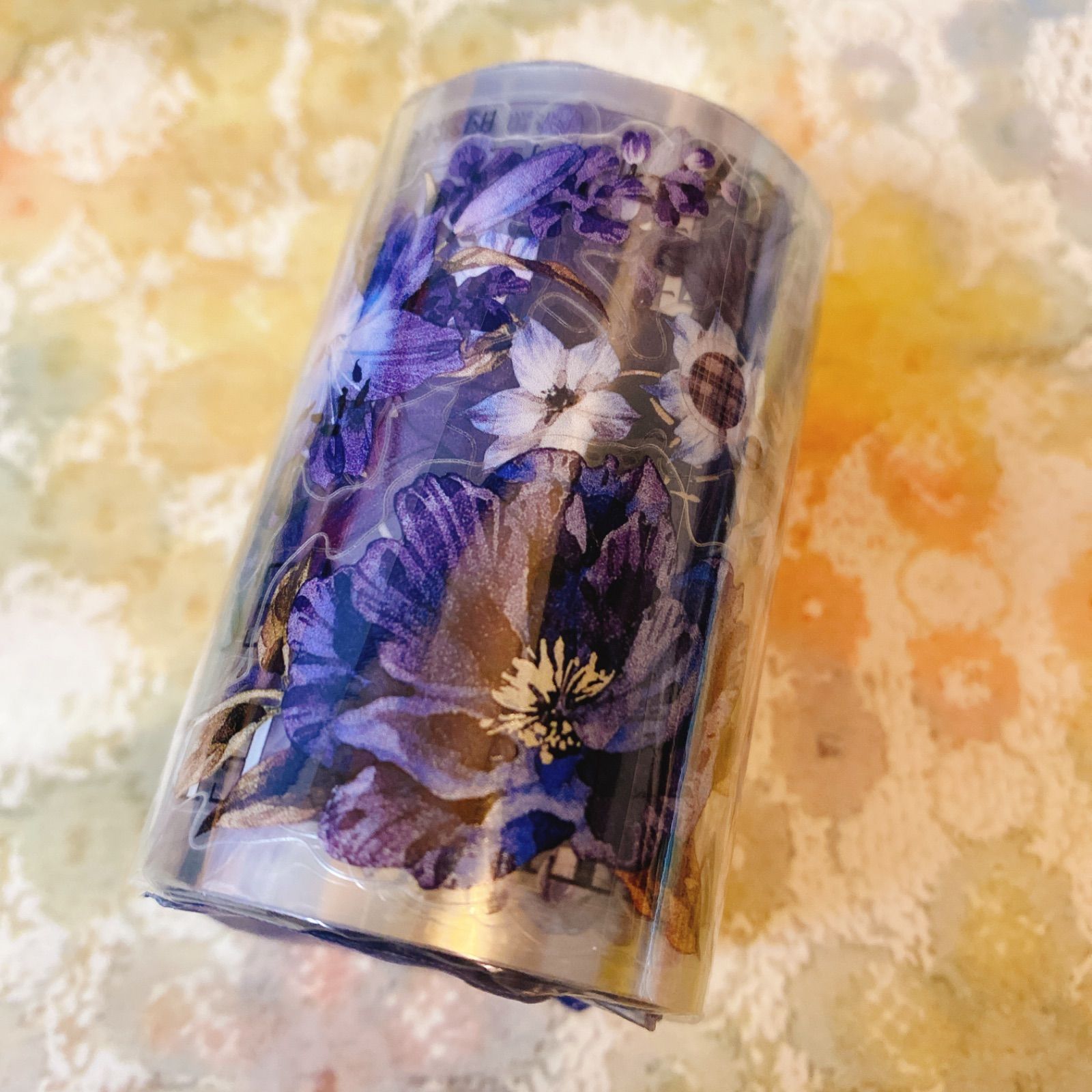 2511139 藍色詩 海外マスキングテープ巻き売り 英字 フラワー花 - メルカリ