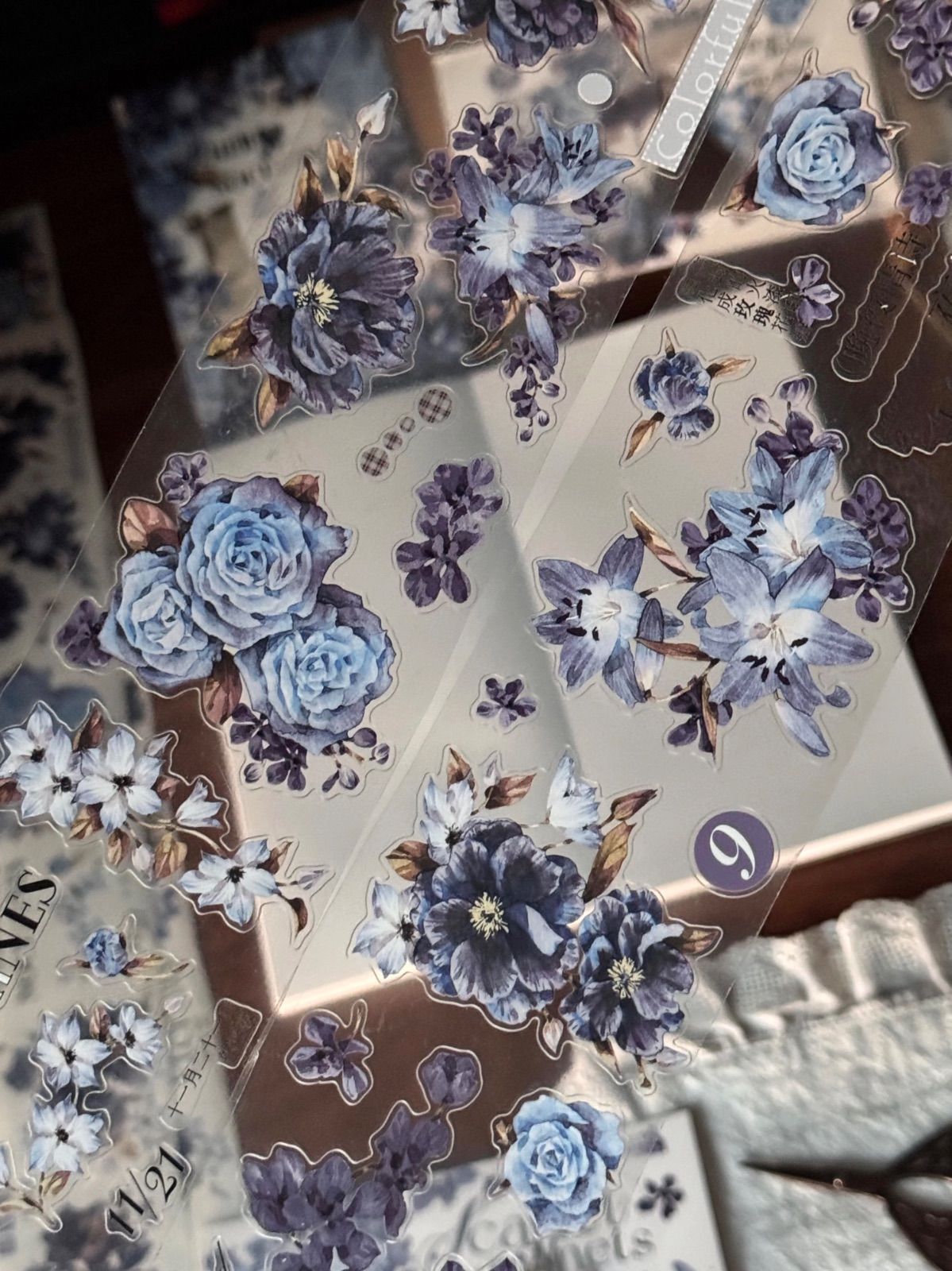 2511139 藍色詩 海外マスキングテープ巻き売り 英字 フラワー花 - メルカリ