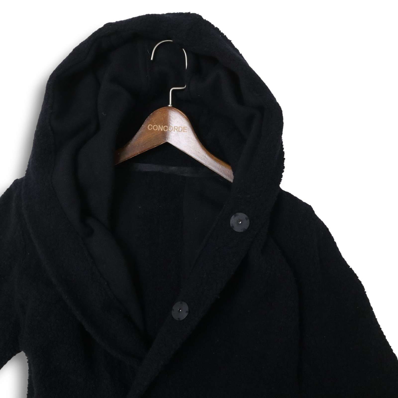 bajra バジュラ 秋冬 ウール シープパイル ロング フーディー コート Sz.1 メンズ ユニセックス 紺 ネイビー 日本製