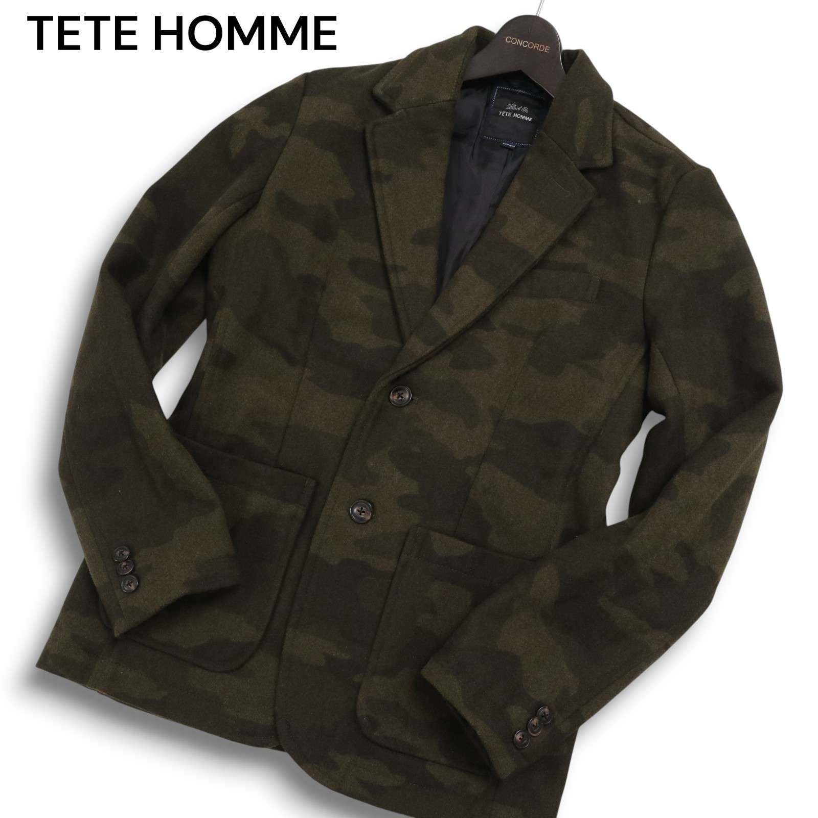Black on TETE HOMME テットオム 秋冬☆ ウール混 カモフラ 迷彩 総柄 