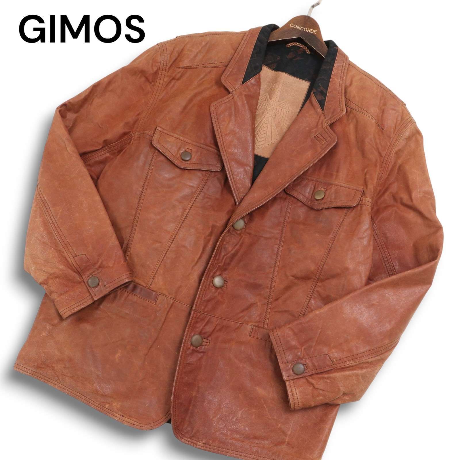 イタリア製☆ GIMO'S ジモス 秋冬☆ 本革 リアル レザー ジャケット Sz