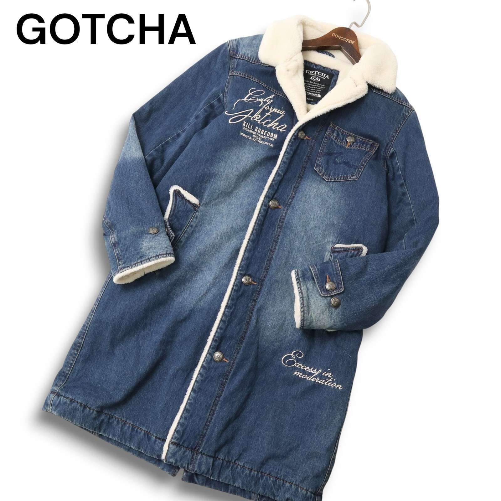 GOTCHA ガッチャ 秋冬 裏ボア☆ ロゴ刺繍 USED加工 中綿 デニム ランチ