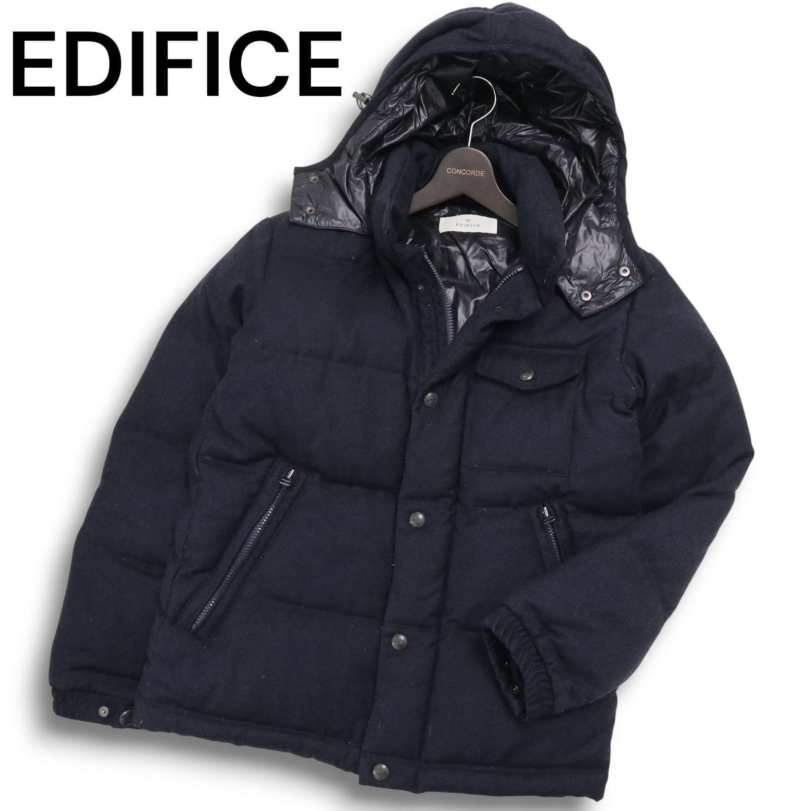 EDIFICE エディフィス 秋冬☆ カシミヤ混 ウール フーディー ダウン 