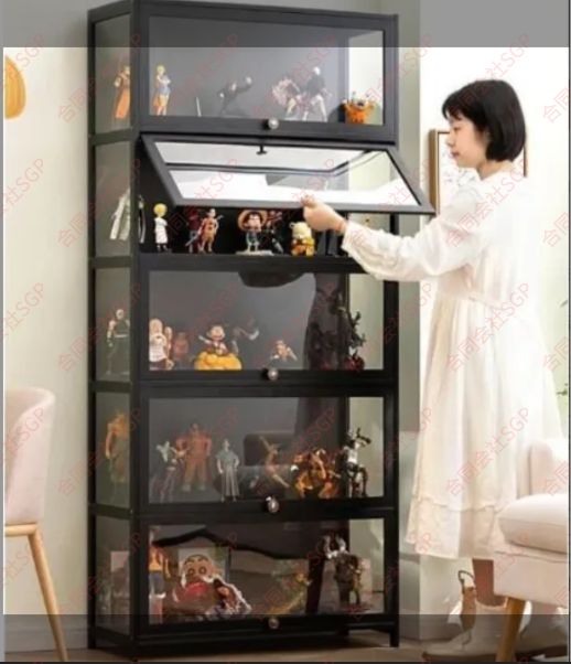 竹製ショーケース 透明パネル フィギュア用 ラック 収納キャビネット