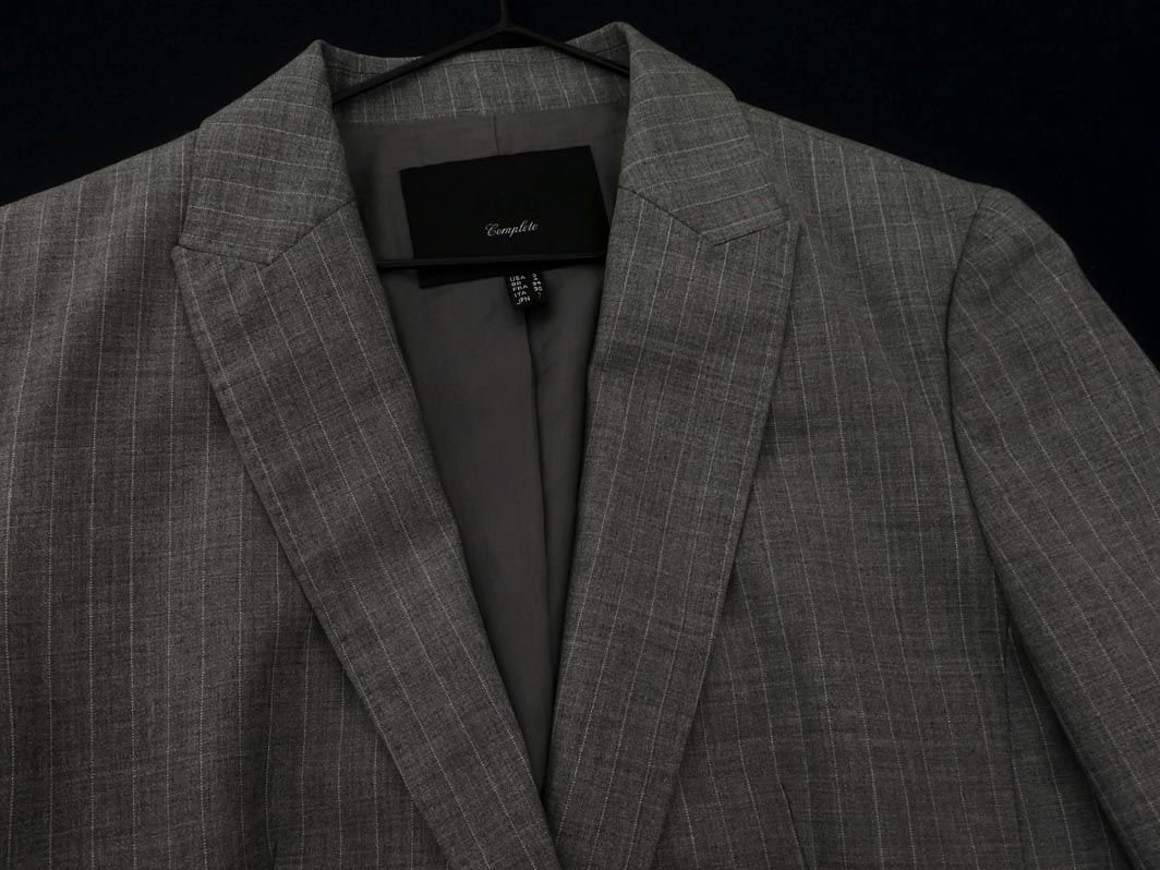 ICB★スーツ3点セット★アイシービー★グレー★ストライプ★9号★美品 iCB アイシービー ストライプ セットアップ ジャケット スカート