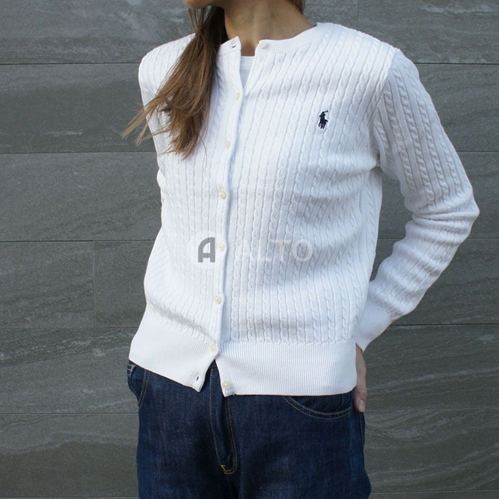 2025秋冬新入荷 Polo Ralph Lauren ポロ ラルフローレン カーディガン キッズ ガールズ ケーブルニット レディース 大人もOK 選べる4カラー ブラック ホワイト ネイビー ピンク