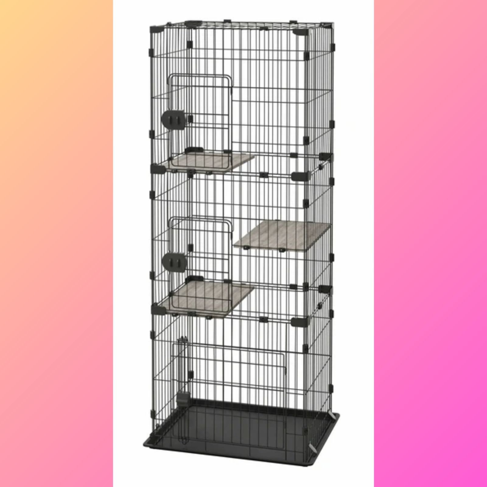 おそうじ簡単 組立簡単 コンパクトキャットケージ3段 猫