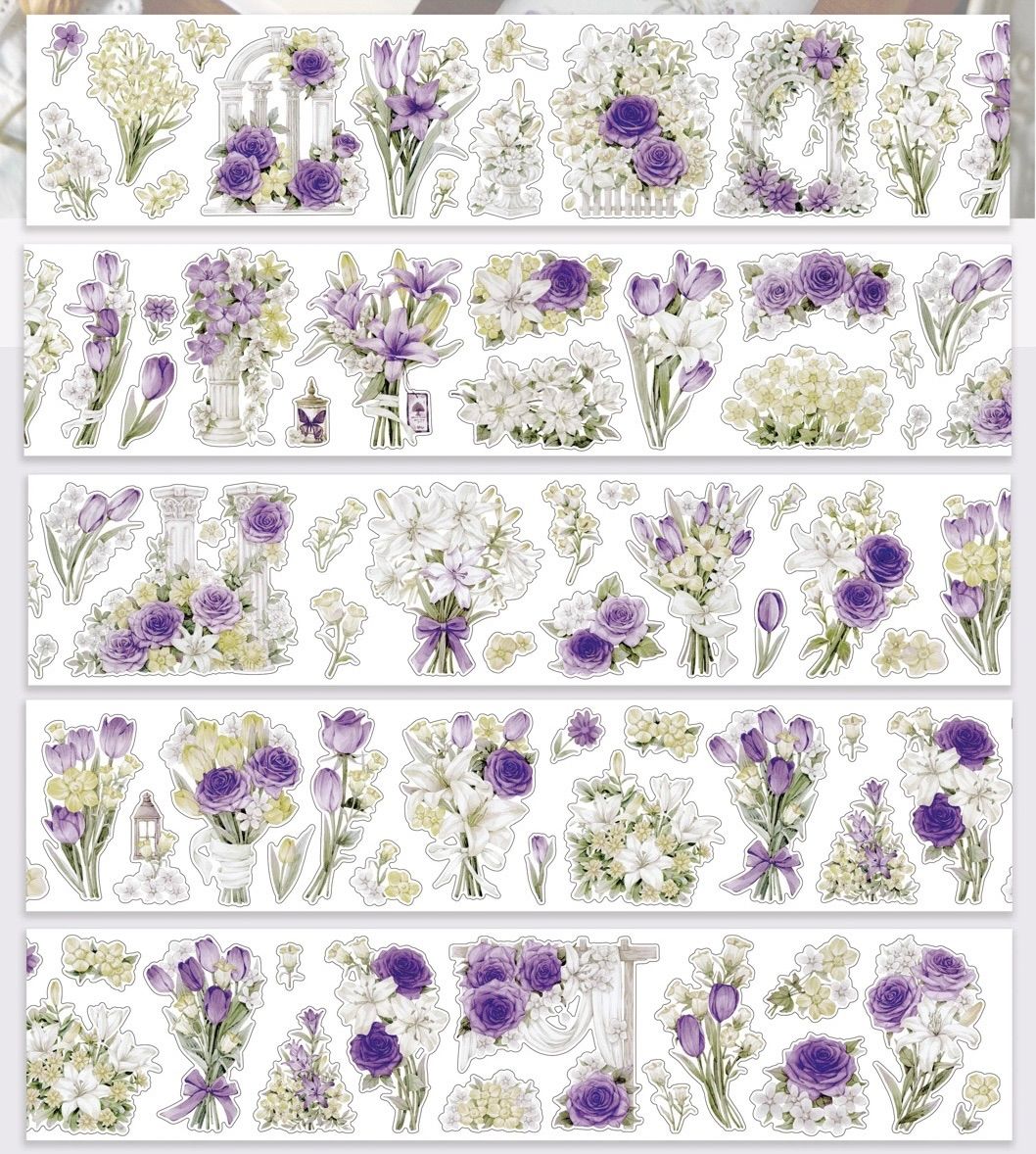 2511143 紫暮漫野 海外マスキングテープ巻き売り フラワー花 - メルカリ