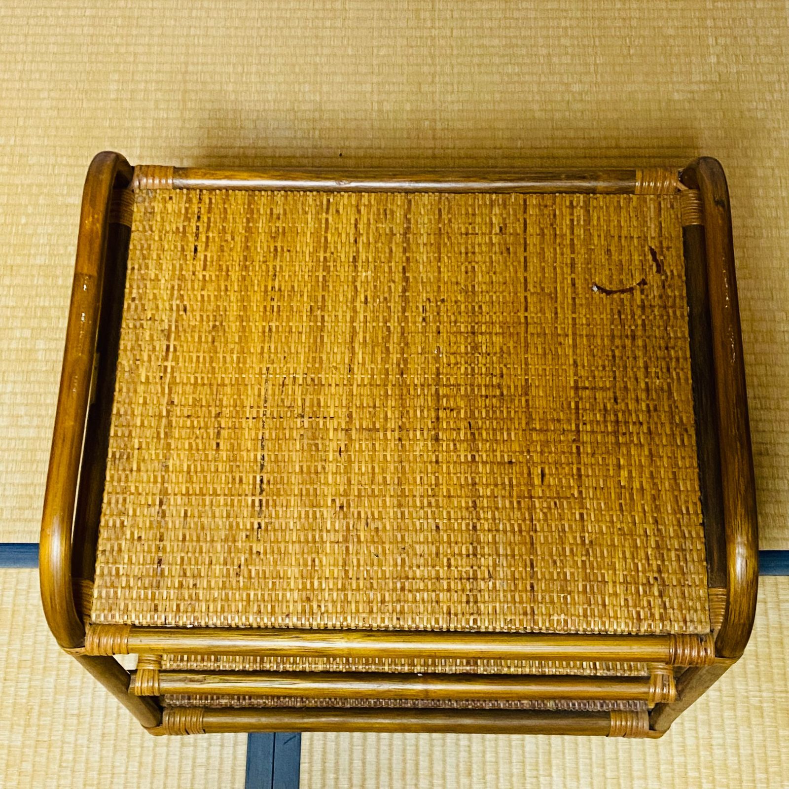 ラタン 籐 ラック 3段 籠 キャスター W54cm D44.5cm H54cm 送料込み